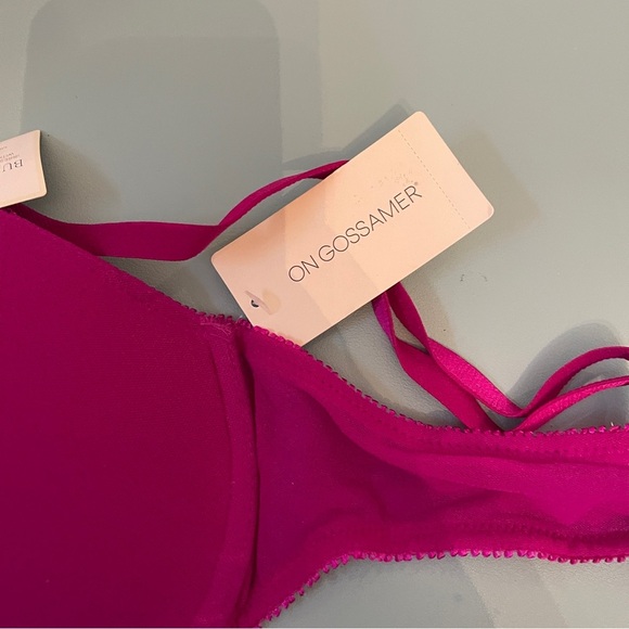On Gossamer The Pump It Up Mesh Bra Push up Lift New Pink Purple Peony Size 34B - Picture 4 of 9